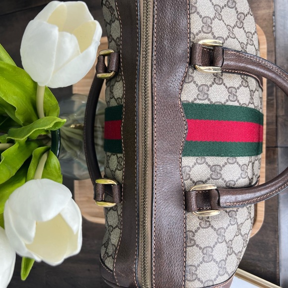 🔥Gucci Supreme Sherry Line Web Monogram Boston Bag w/ COA - Picture 2 of 13